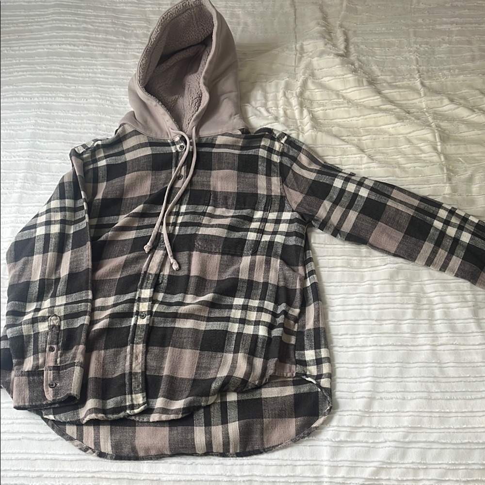 Plaid Hooded American Eagle Shirt Jacket